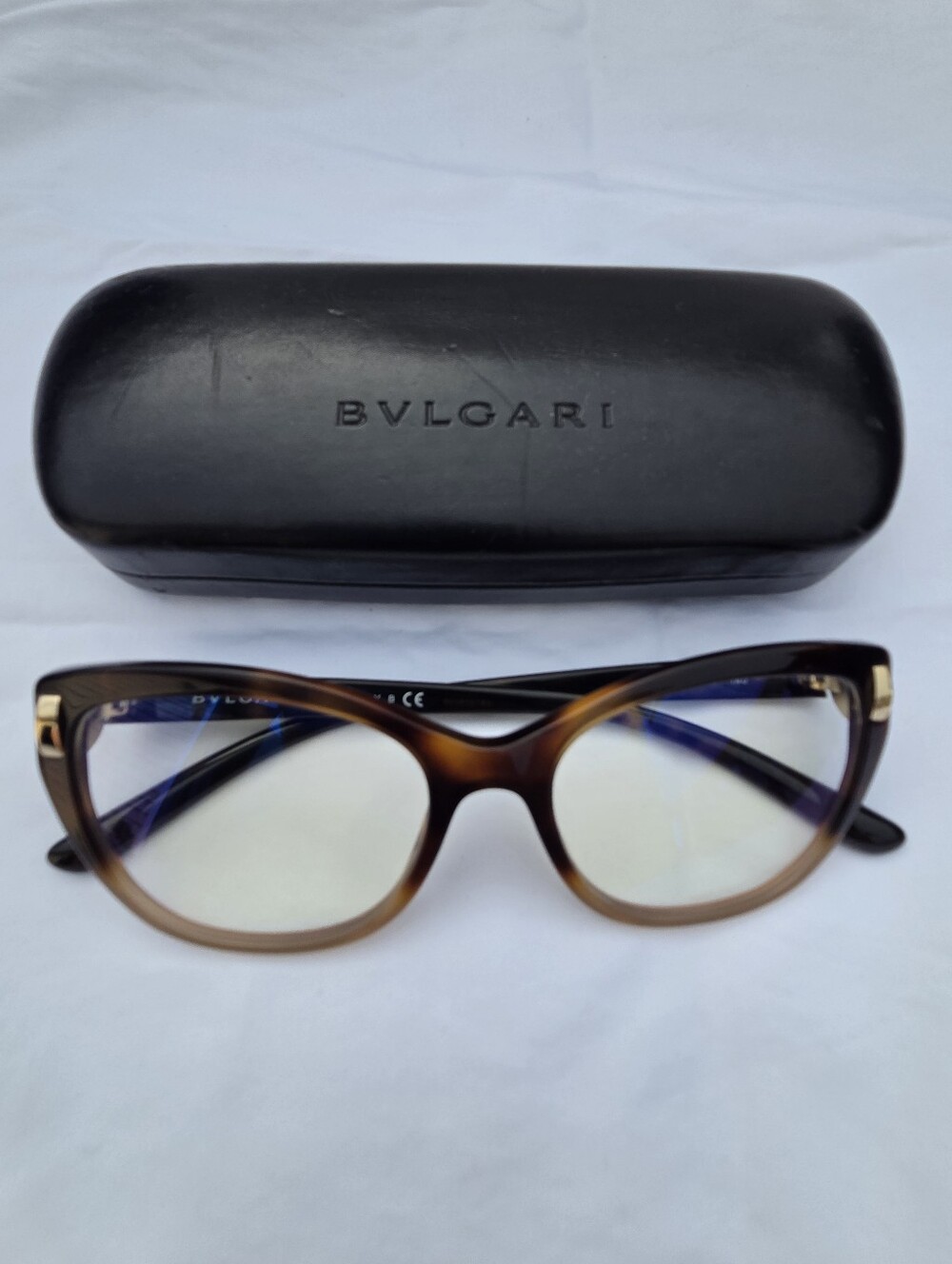 Bvlgari Women's Tortoise Cat-Eye Glasses with Gold Temples